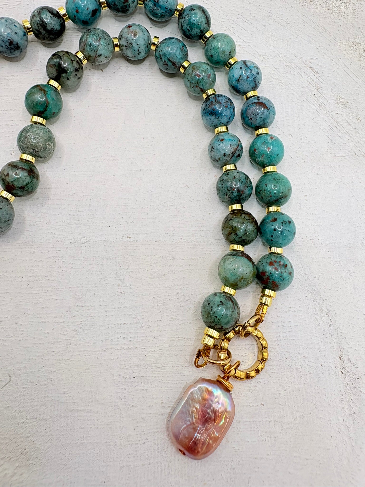 Cuprite Necklace with Purple Pearl Pendant