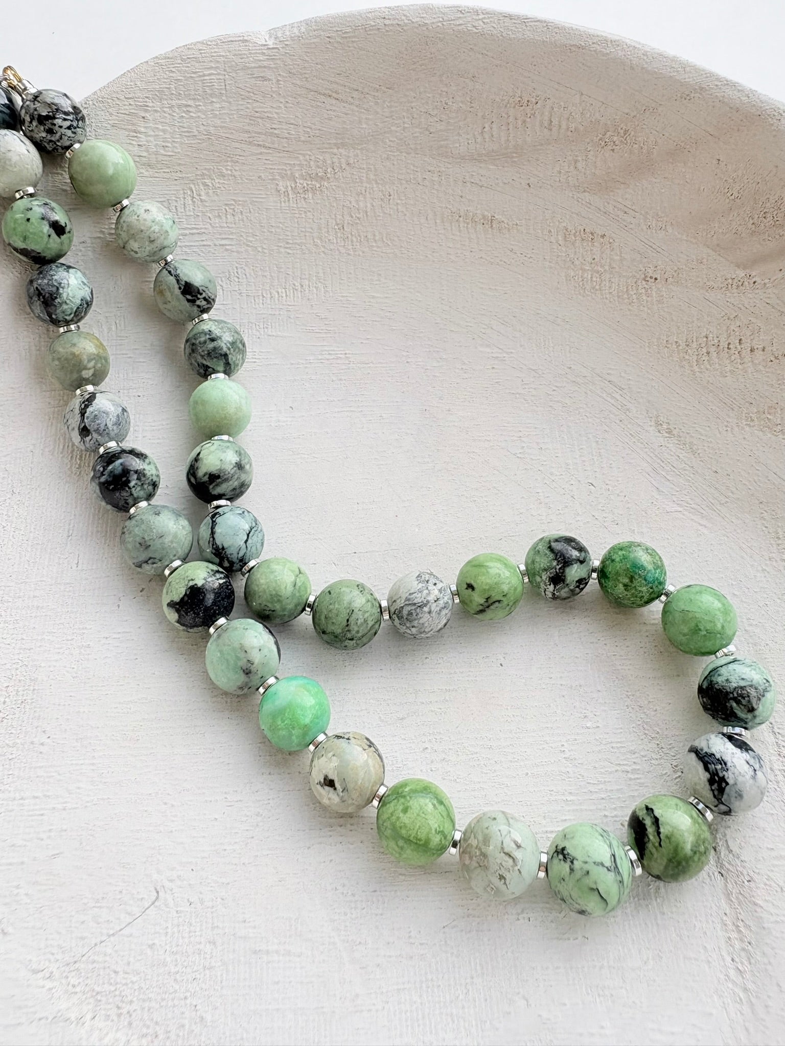 African Turquoise Necklace with Silver Findings
