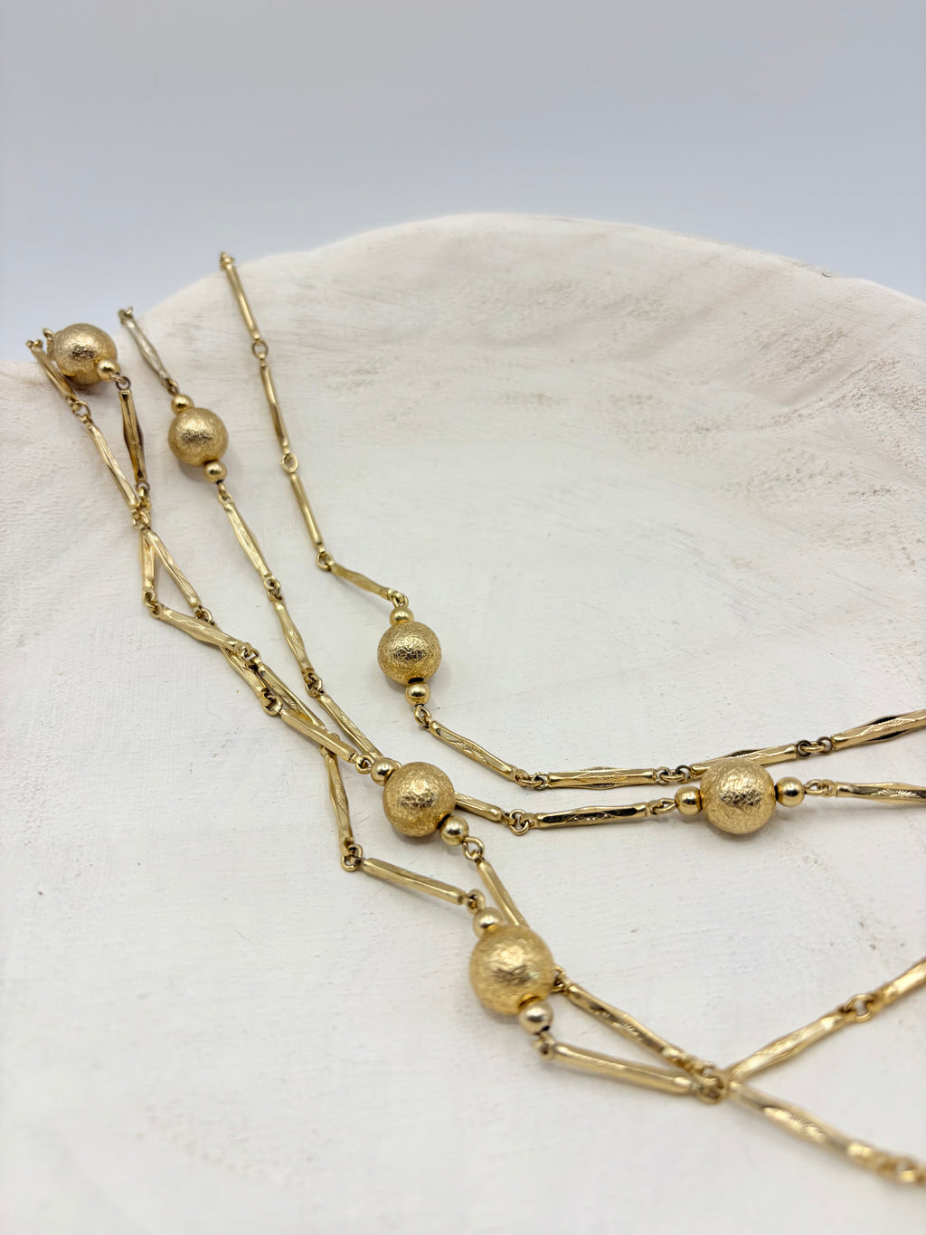 Authentic Vintage Signed Monet Florentine Double Strand Necklace 64 inches