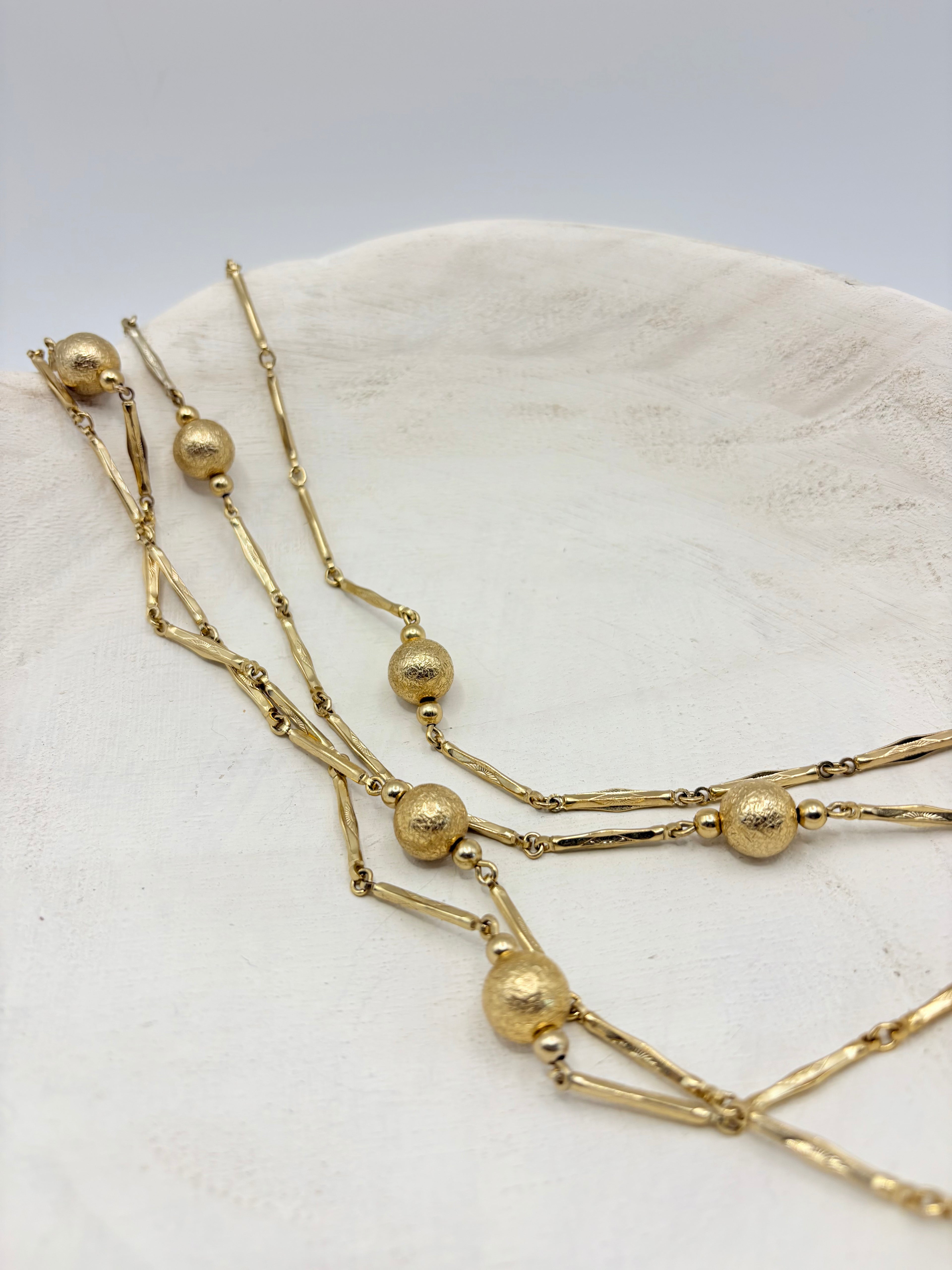 Authentic Vintage Signed Monet Florentine Double Strand Necklace 64 inches