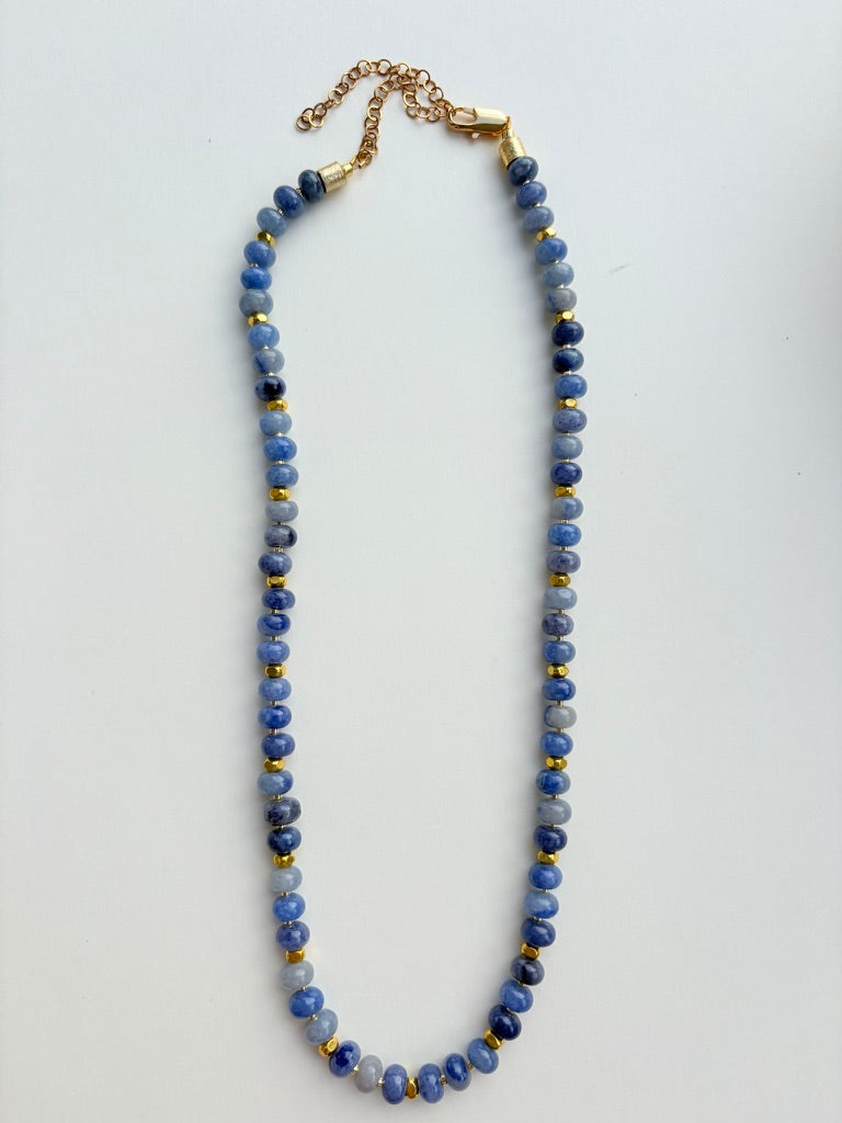 Natural Dumortierite Rondelle Necklace