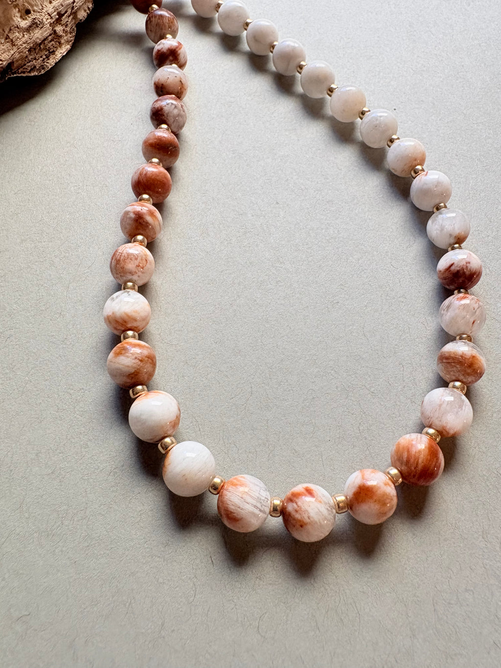 Banded Agate Beaded Necklace Mid