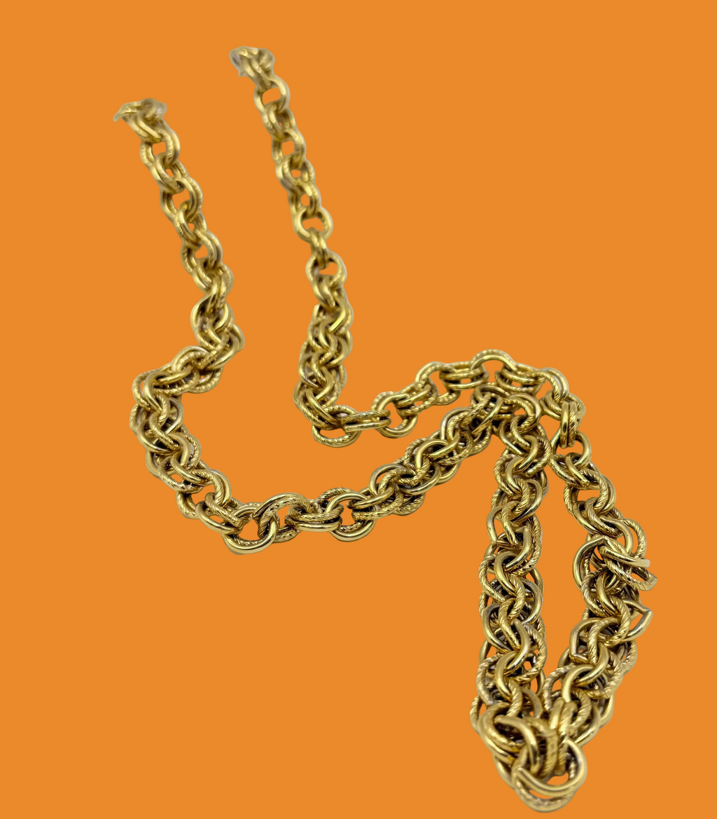 Authentic Vintage Heavy Textured Rolo Chain 30 inches