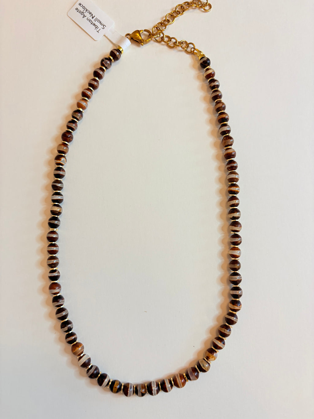 Tibetan Agate Maroon Gold-Small Necklace