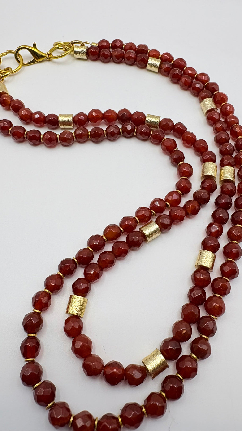 Double Carnelian And Gold Layered Necklace