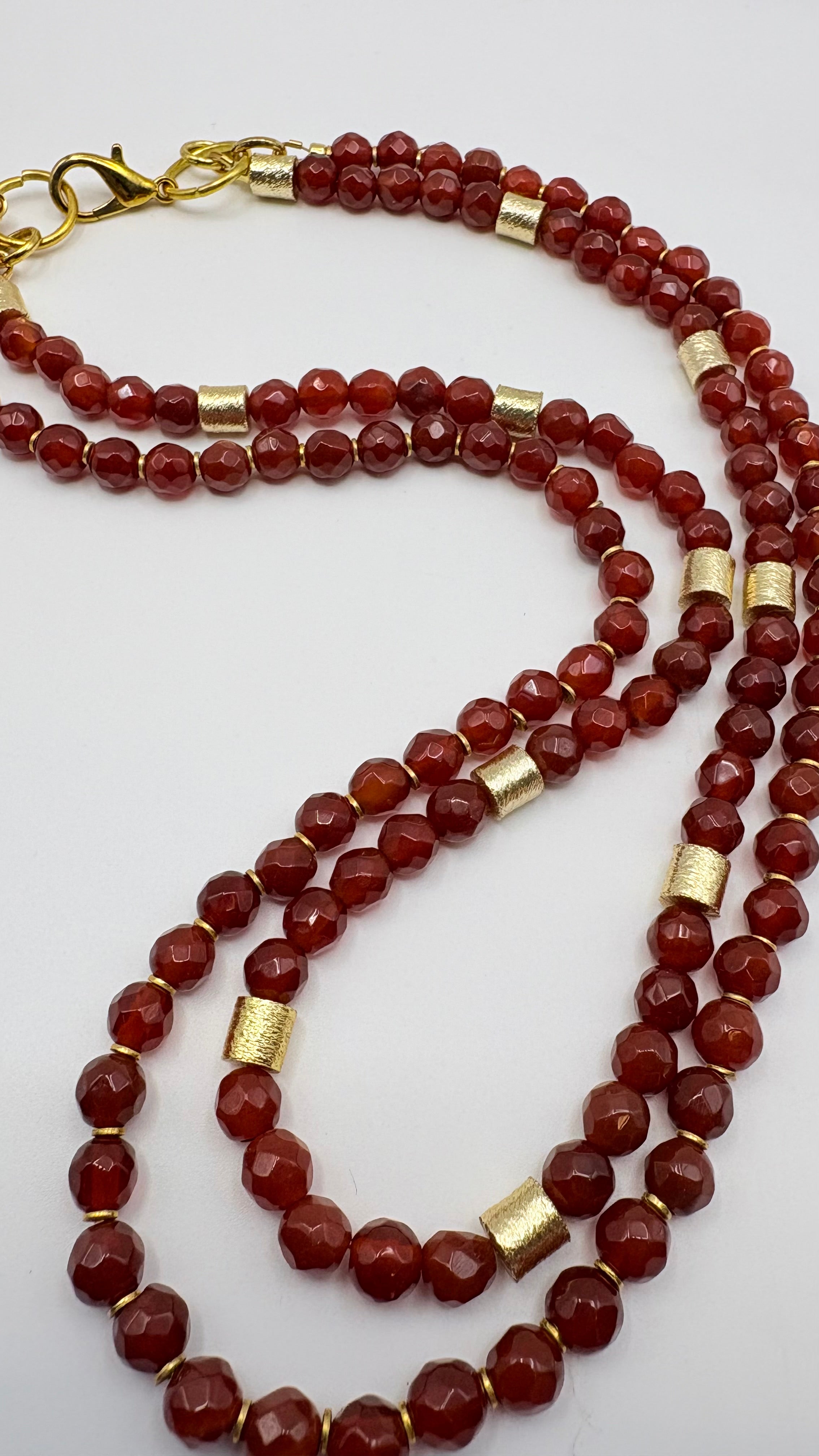 Double Carnelian And Gold Layered Necklace
