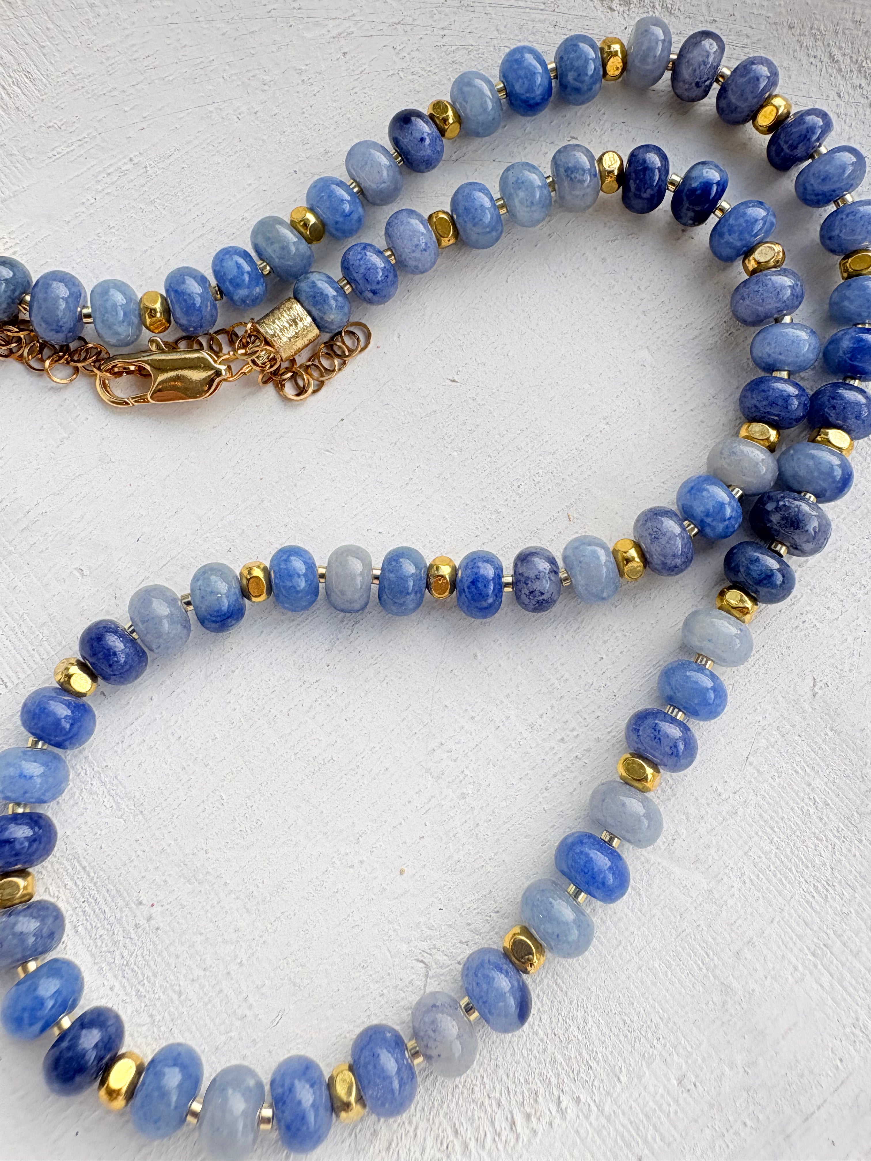 Natural Dumortierite Rondelle Necklace