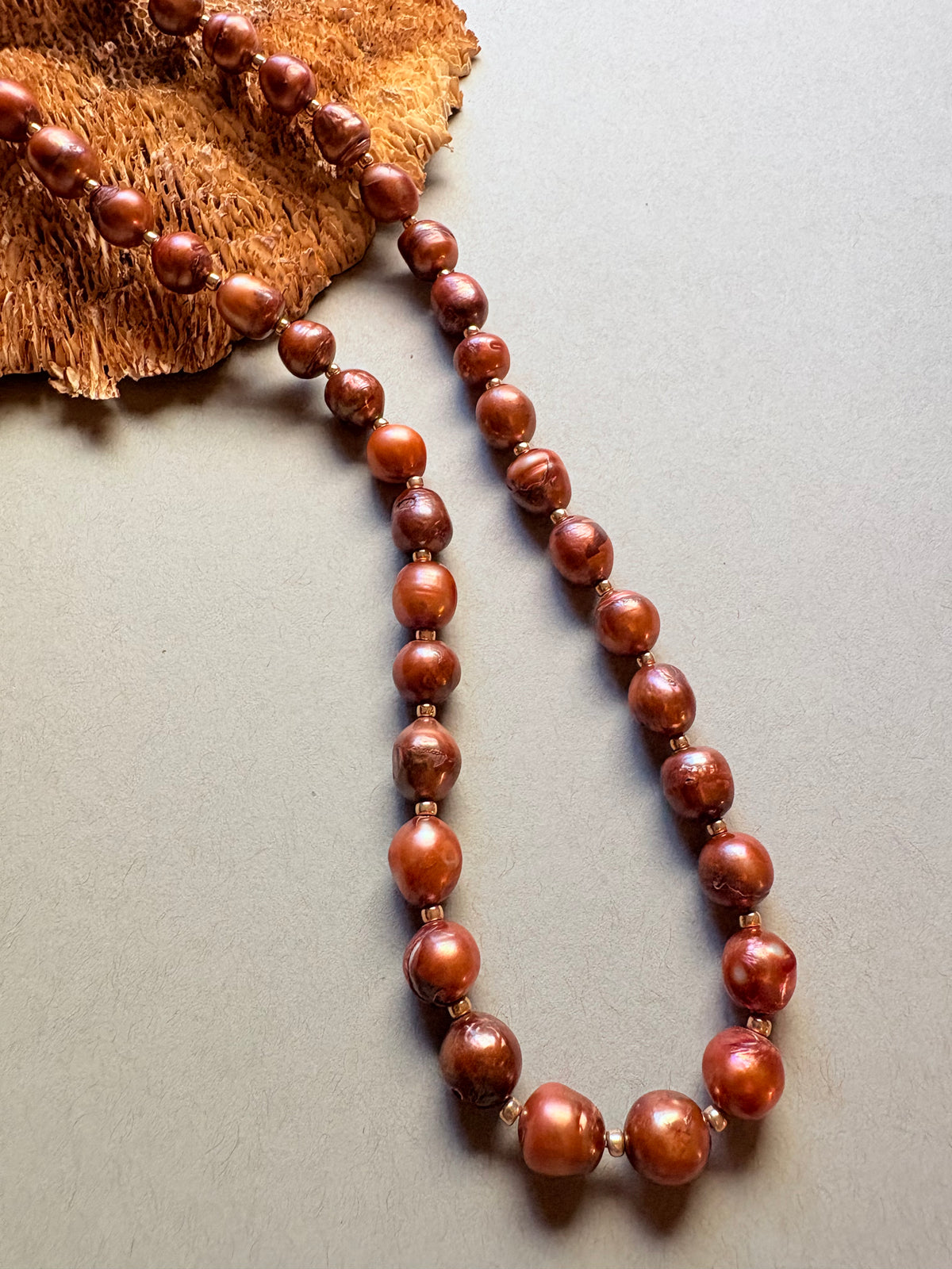 Burnt Orange Fresh  Water Pearl Necklace