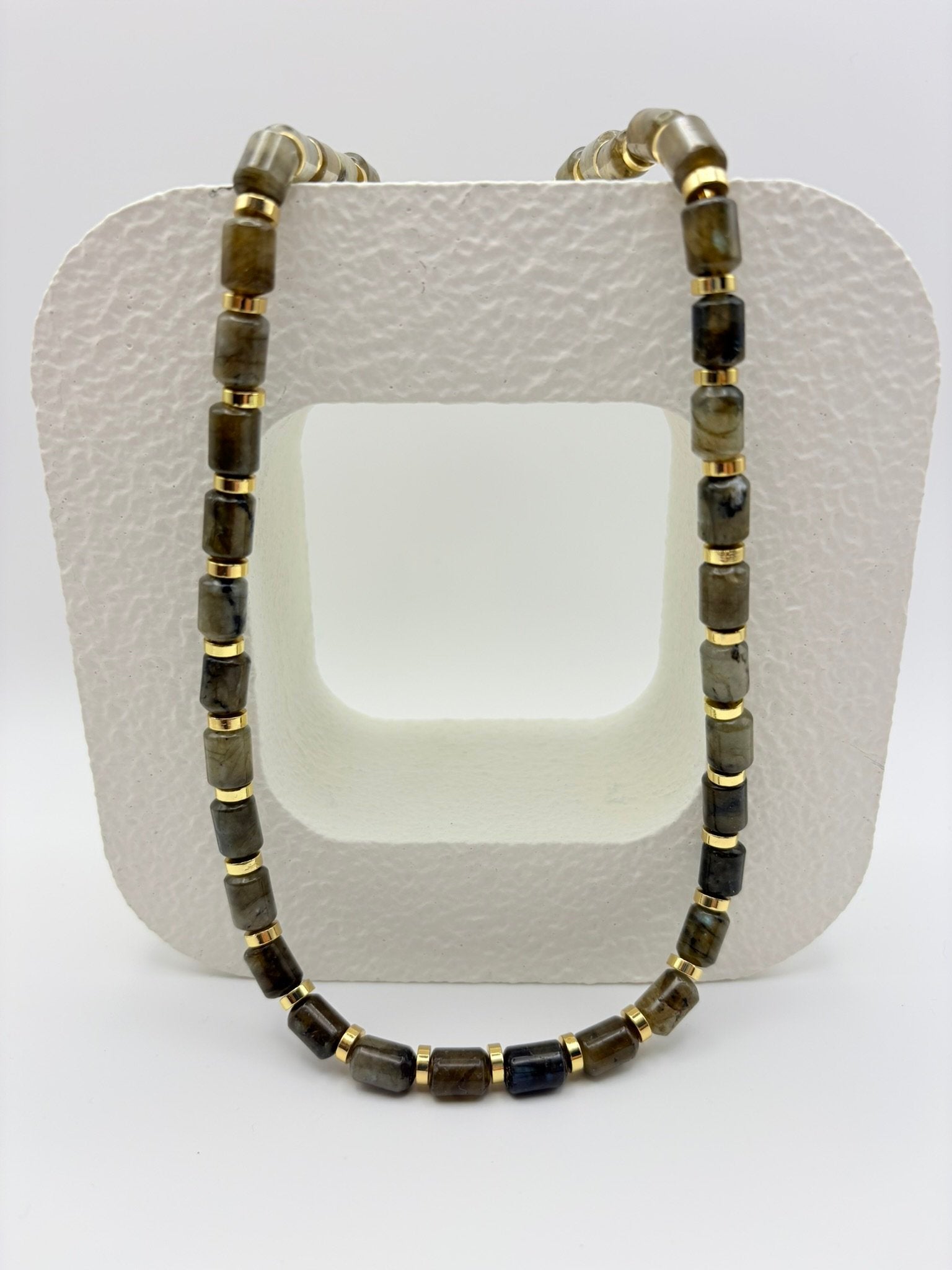 Laboradorite Tube Gemstone Stacking Necklace