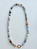 Natural Blue Calcedony Long Necklace