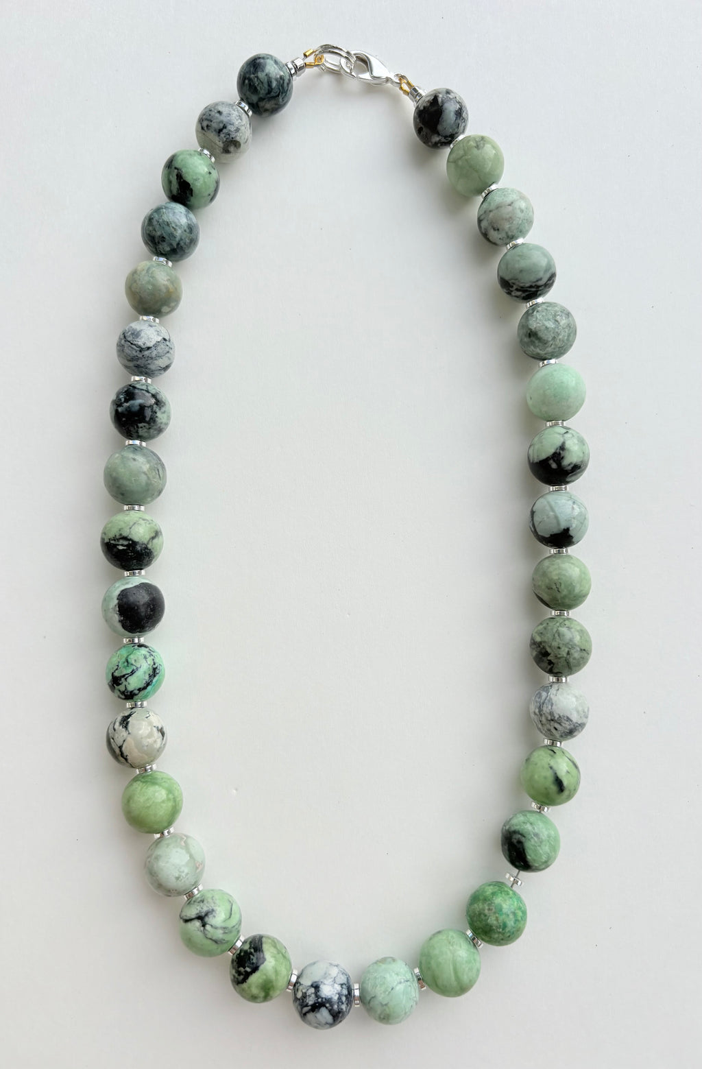 African Turquoise Necklace with Silver Findings
