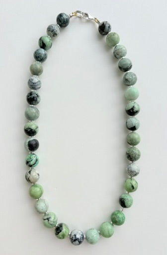 Sage Camo Jasper Smooth Round Necklace