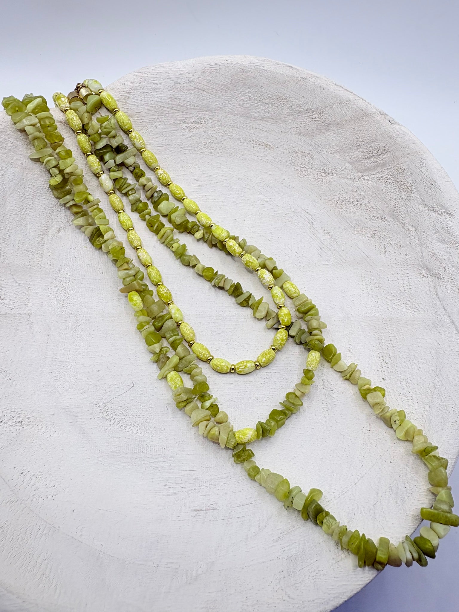 Lemon Jade Chip Stacking Necklace 19 inches