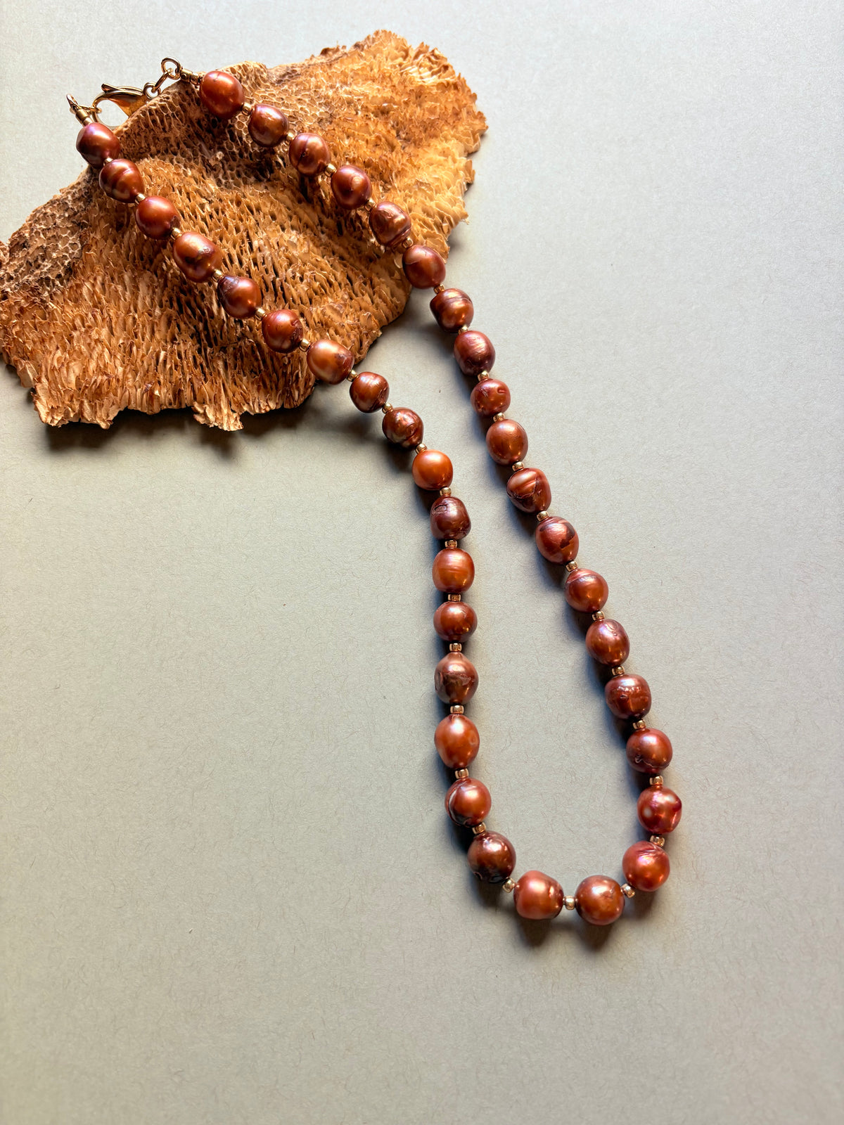 Burnt Orange Fresh  Water Pearl Necklace