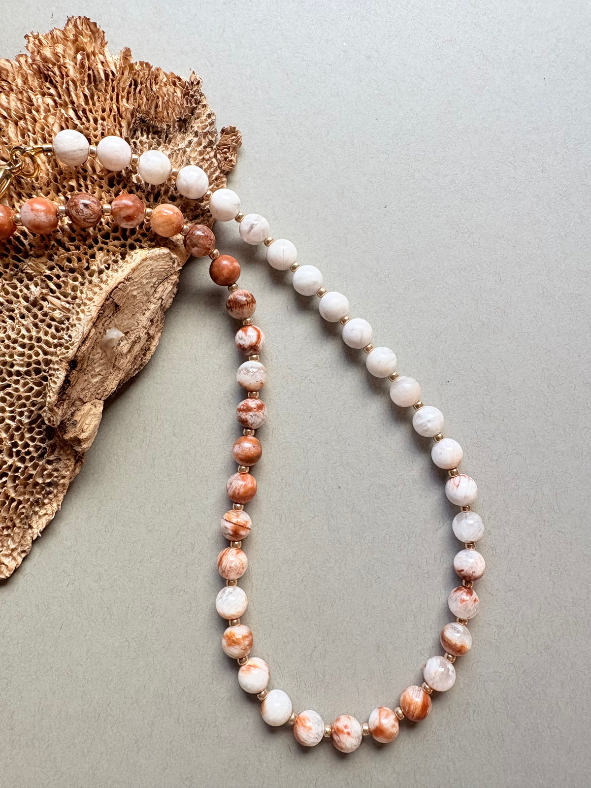 Banded Agate Beaded Necklace Mid
