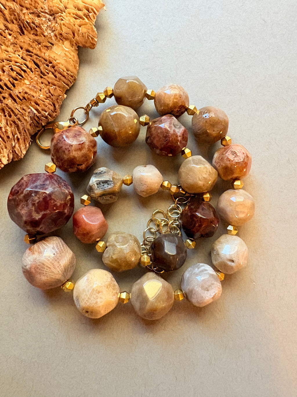 Fossil Coral Agate Statement Necklace