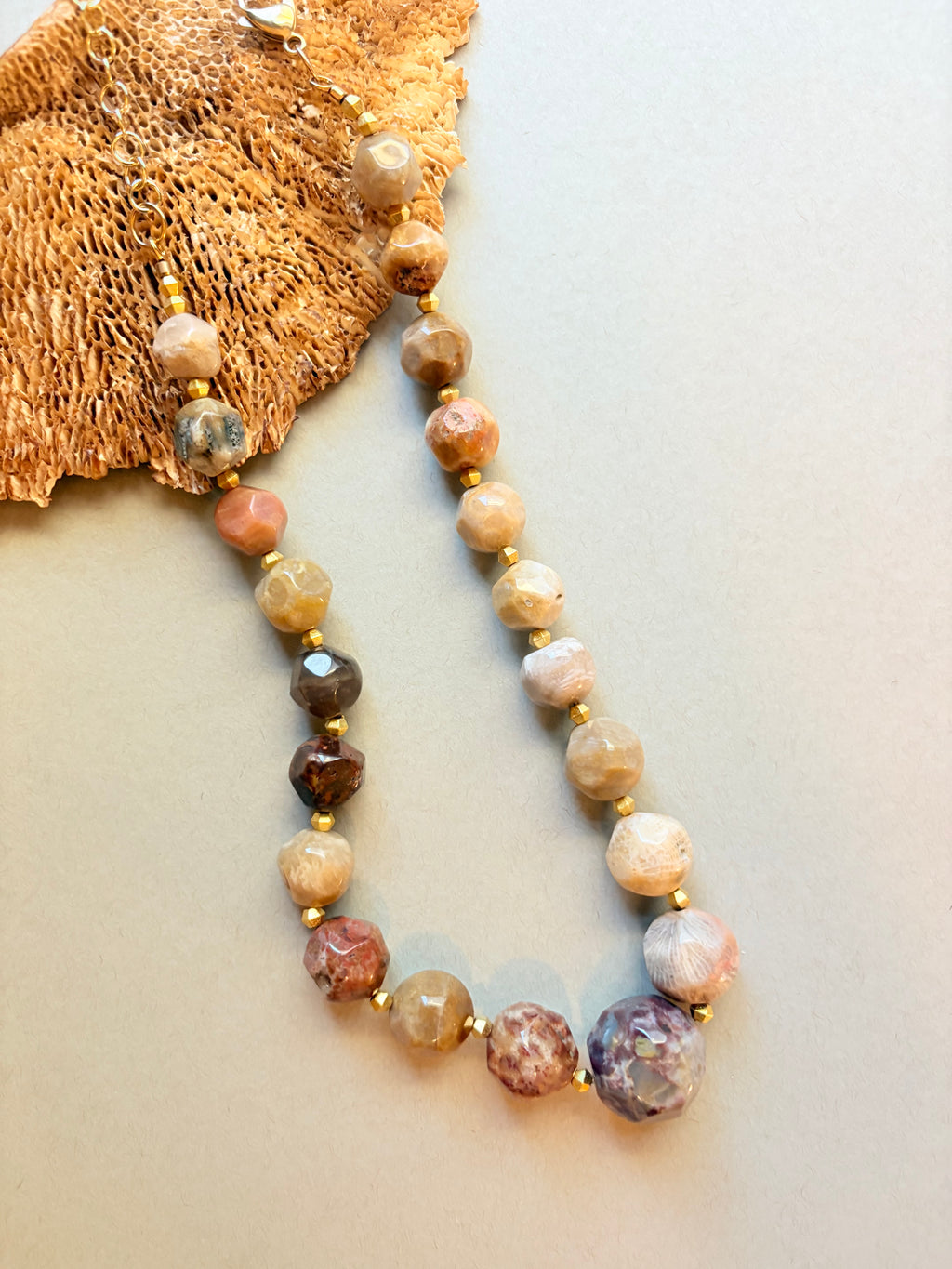 Fossil Coral Agate Statement Necklace