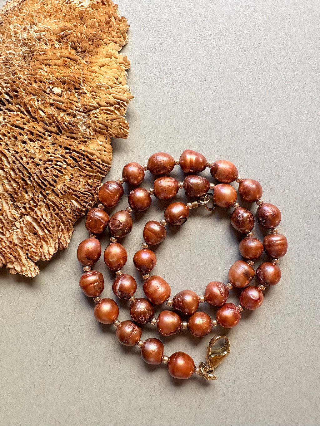 Burnt Orange Fresh  Water Pearl Necklace