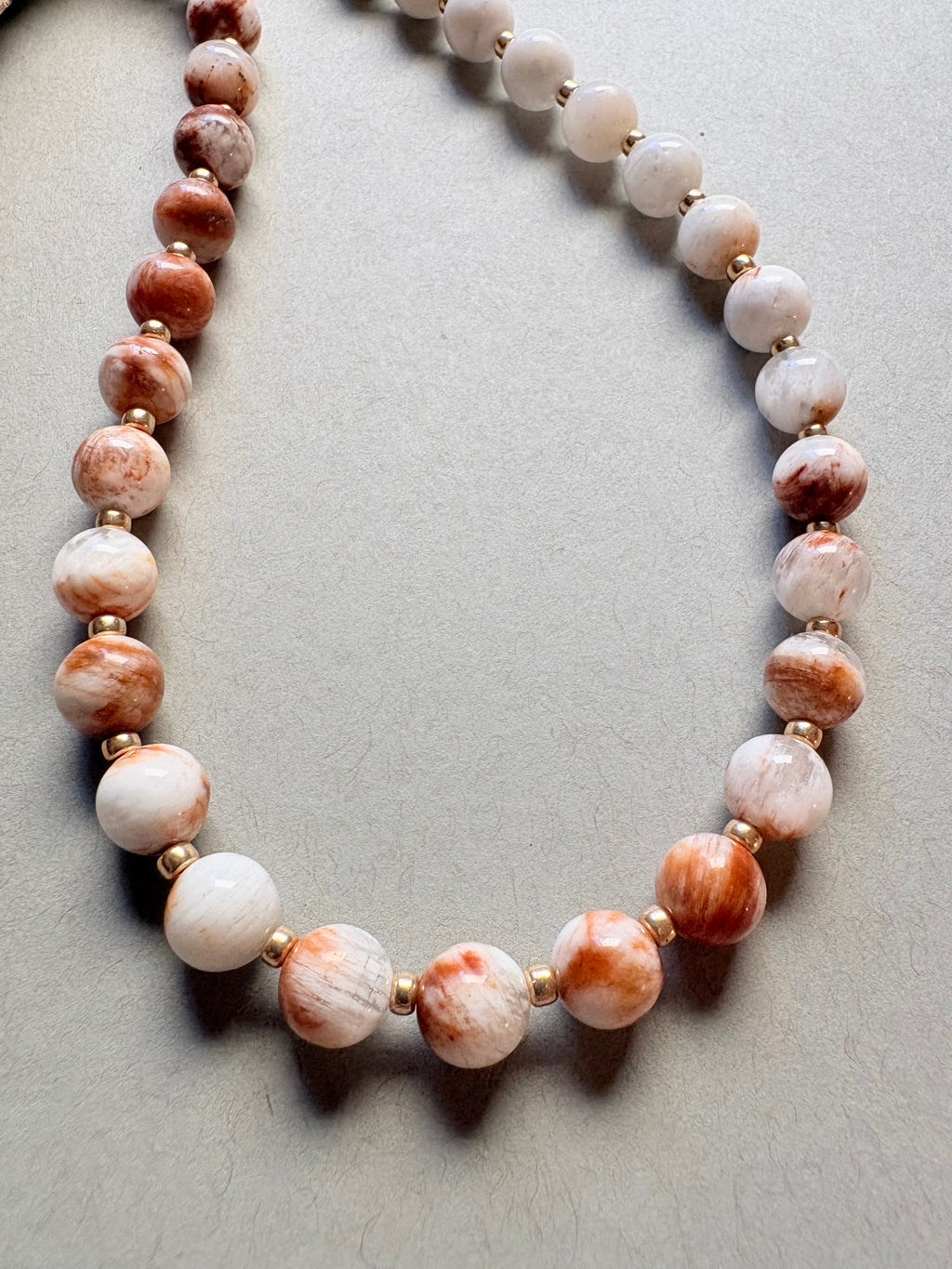 Banded Agate Beaded Necklace Mid