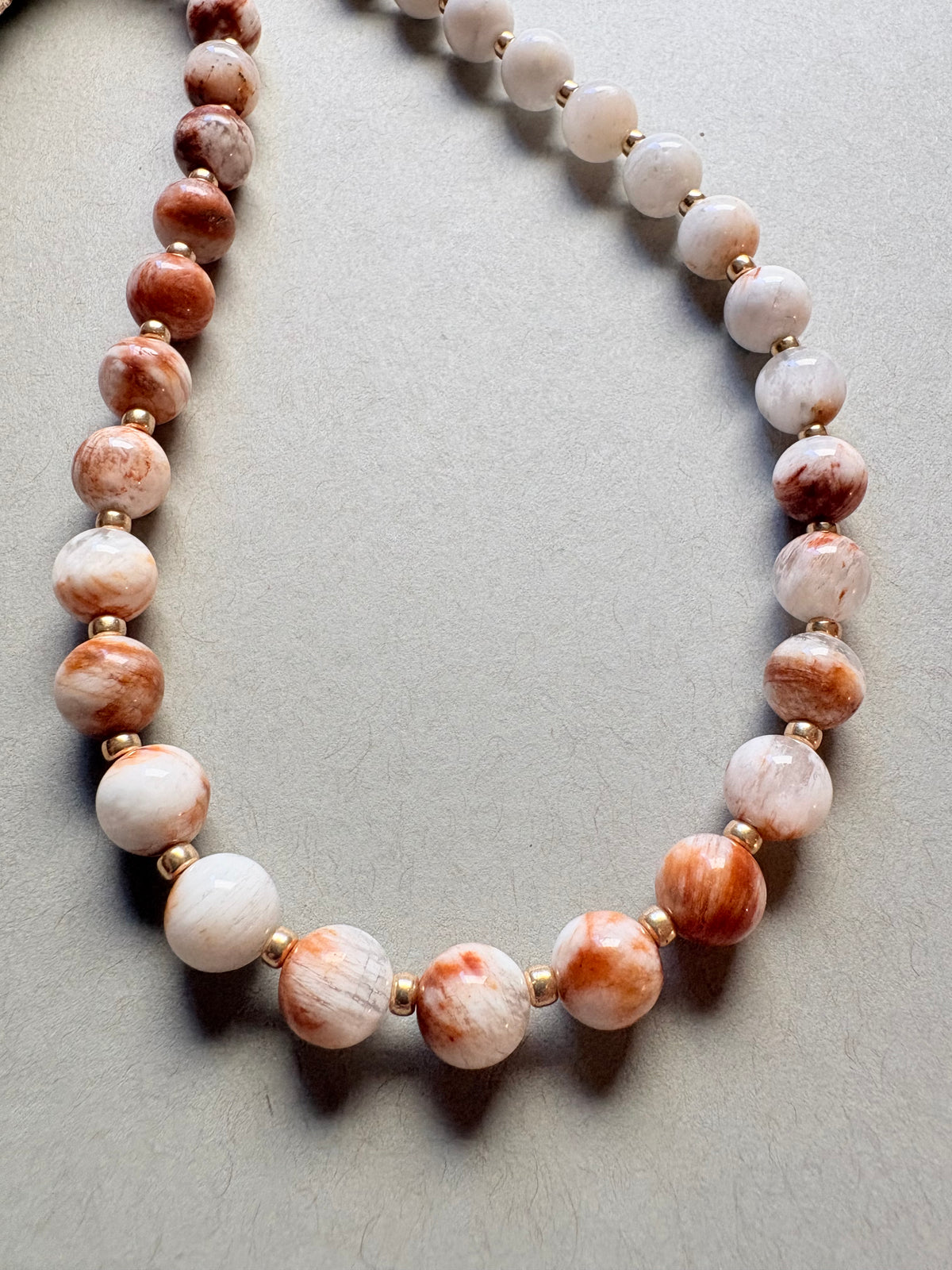 Banded Agate Beaded Necklace Mid