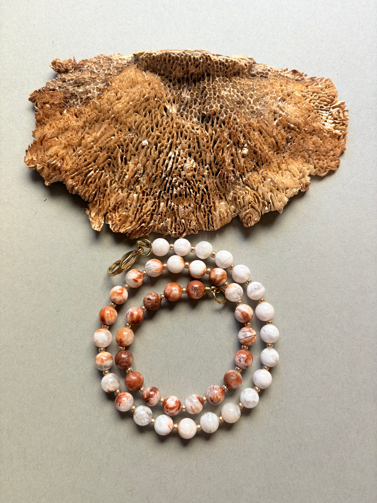 Banded Agate Beaded Necklace Mid
