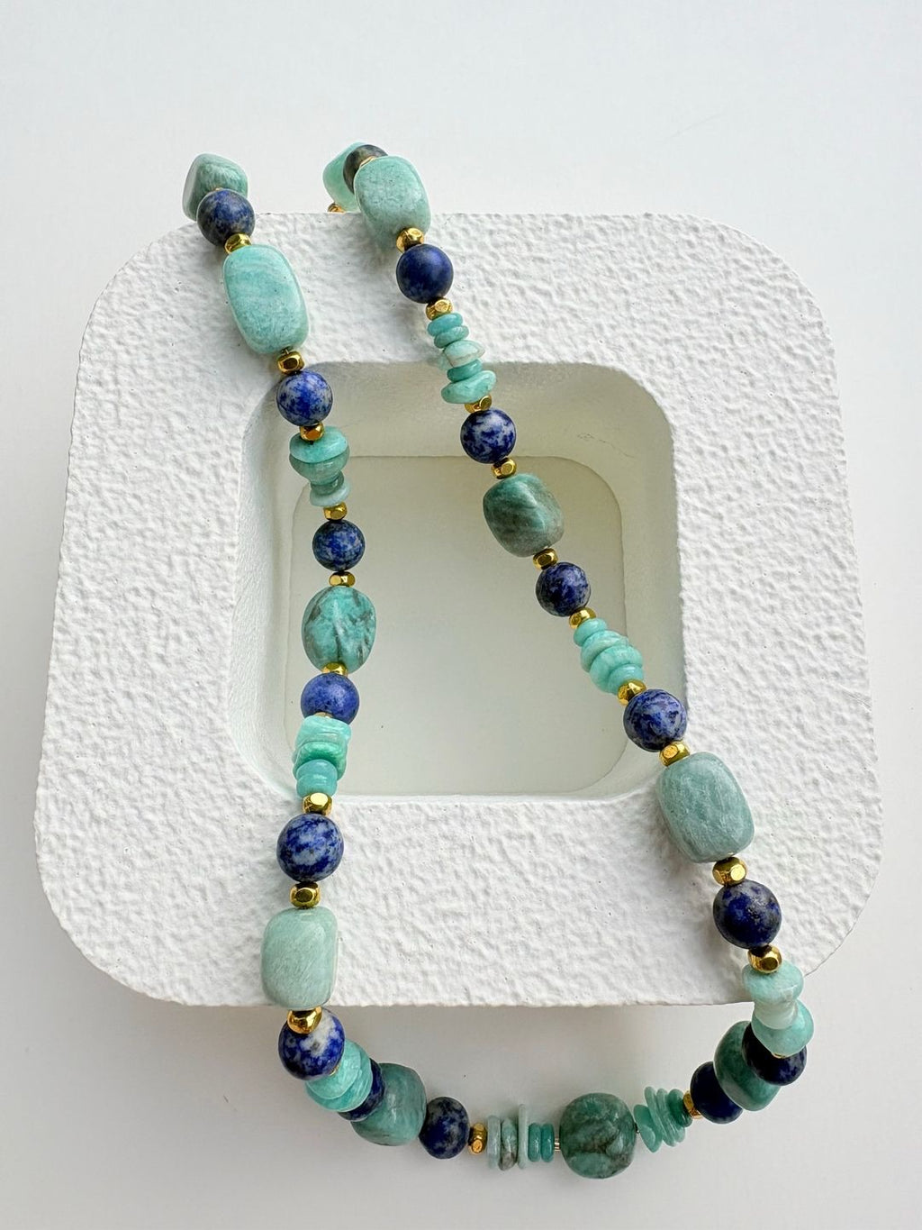 Natural Stone Amazonite, Sodalite Necklace