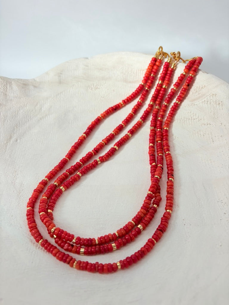 Coral Triple Necklace