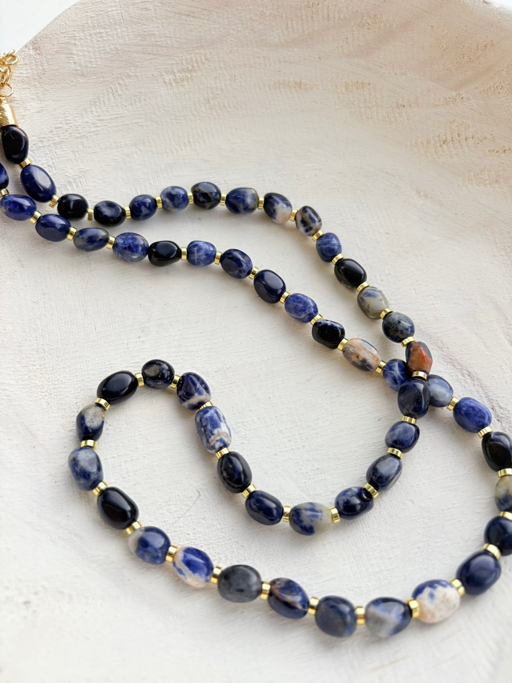 Natural Orange and Blue Sodalite Long Necklace
