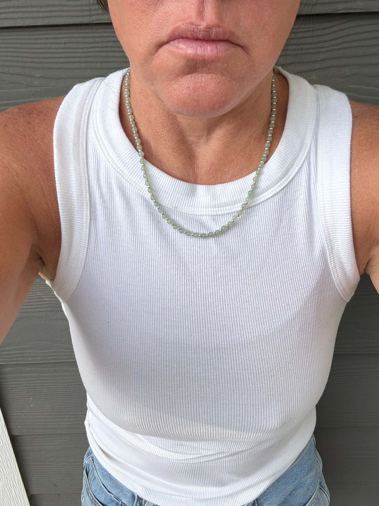 Translucent Aventurine Dainty Round Necklace