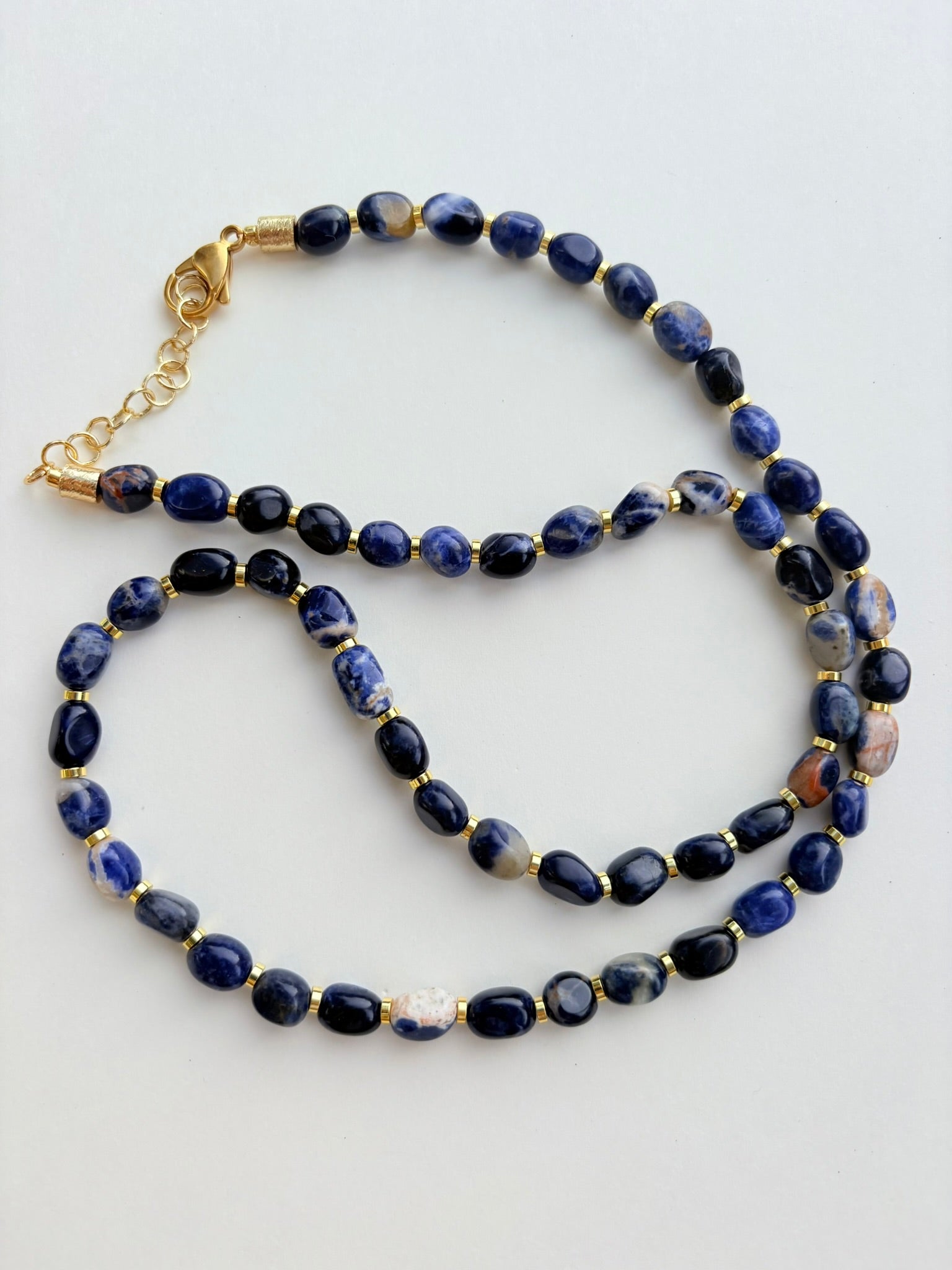 Natural Orange and Blue Sodalite Long Necklace