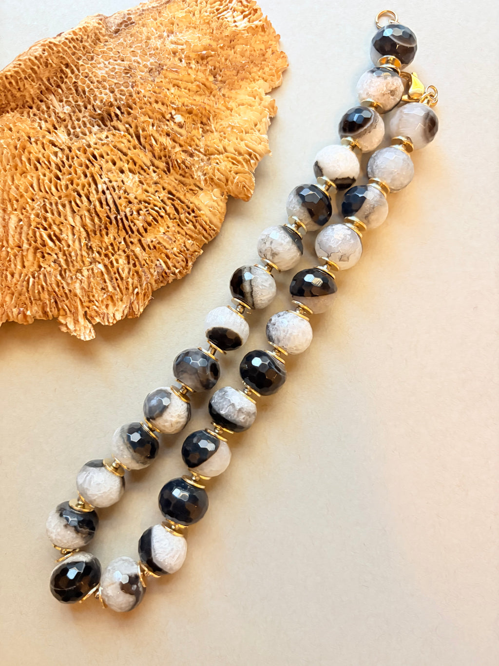 Faceted Orca Agate Statement Beaded Necklace