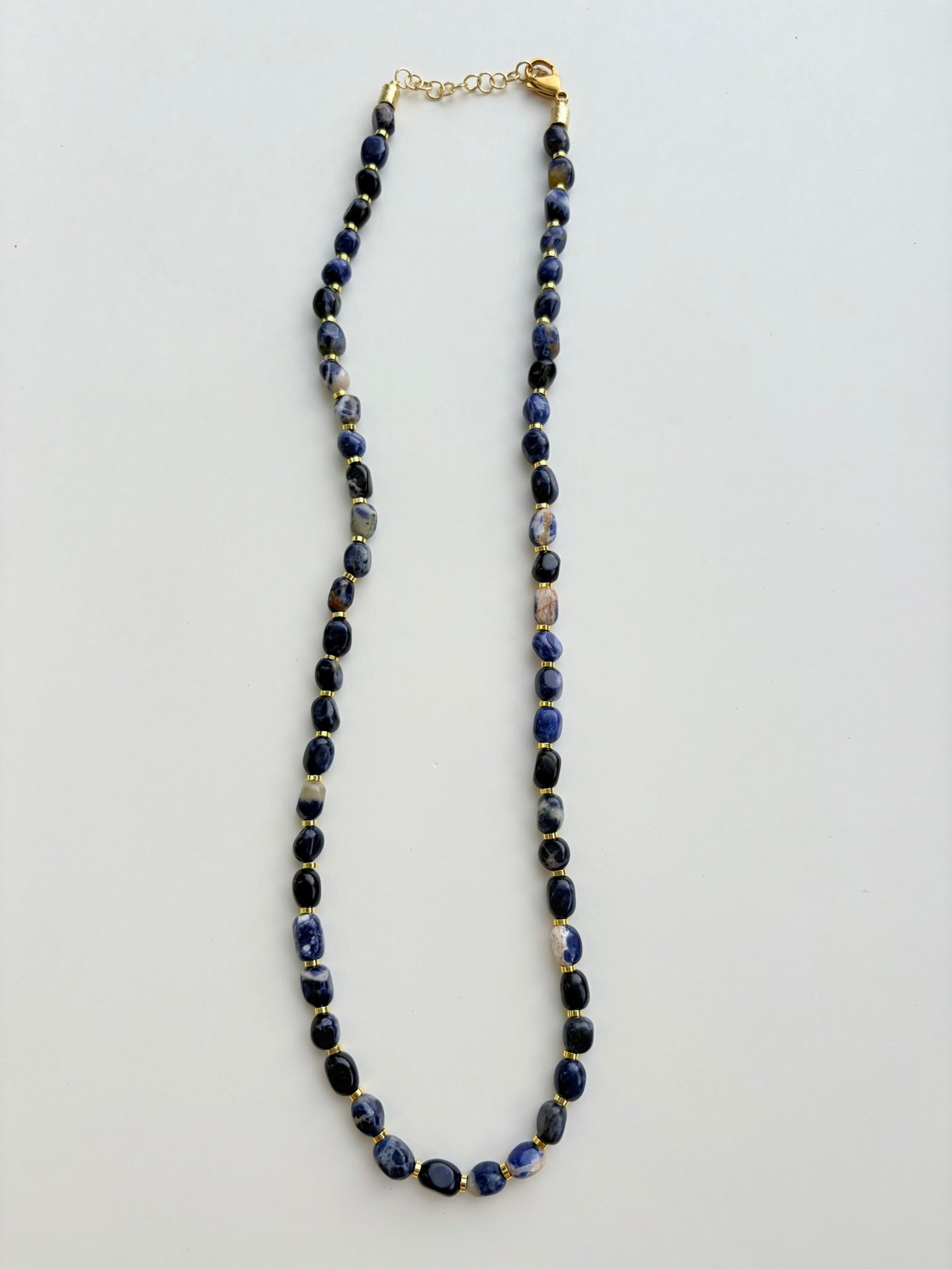 Natural Orange and Blue Sodalite Long Necklace