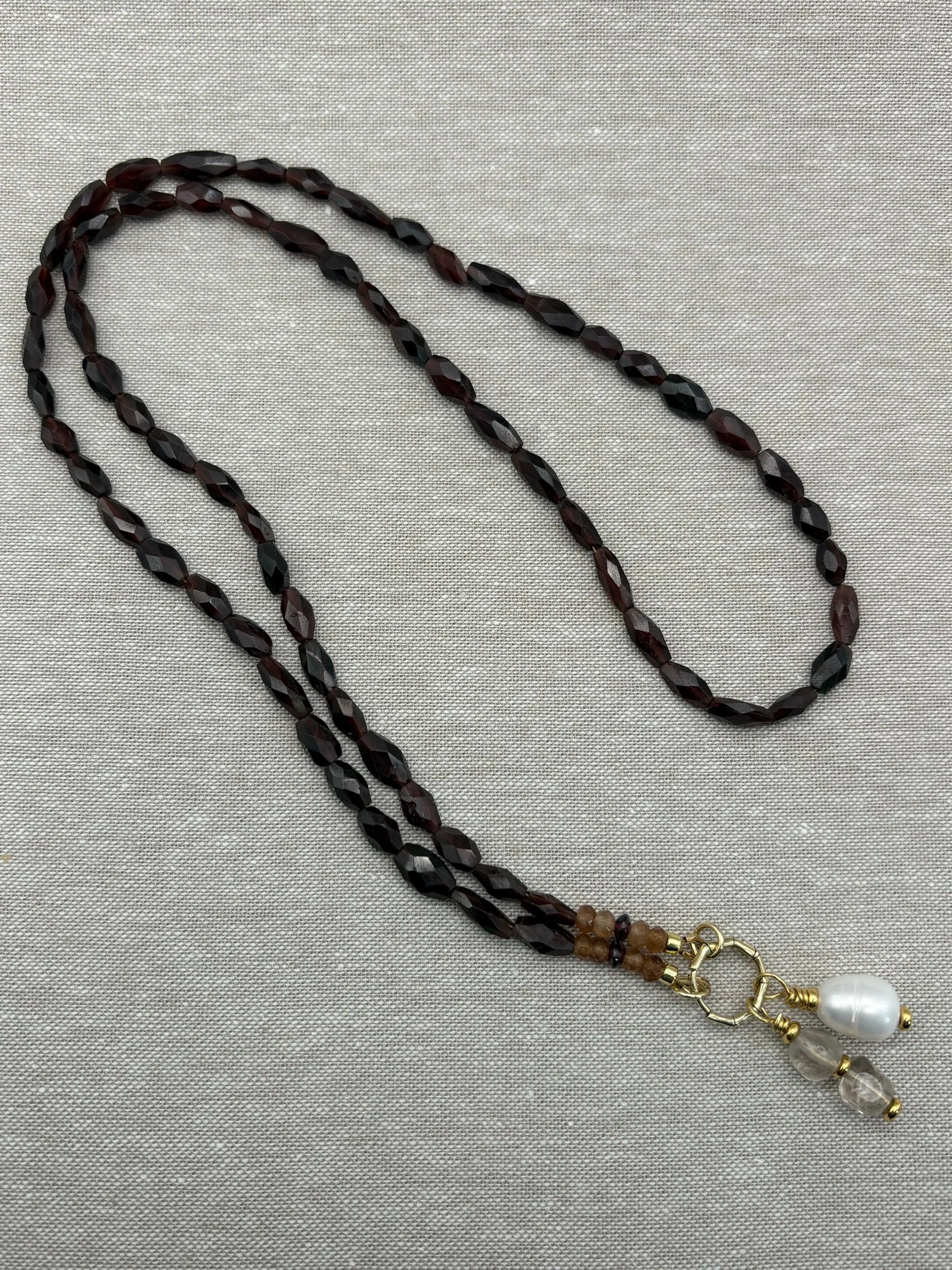 Garnet Charm Necklace