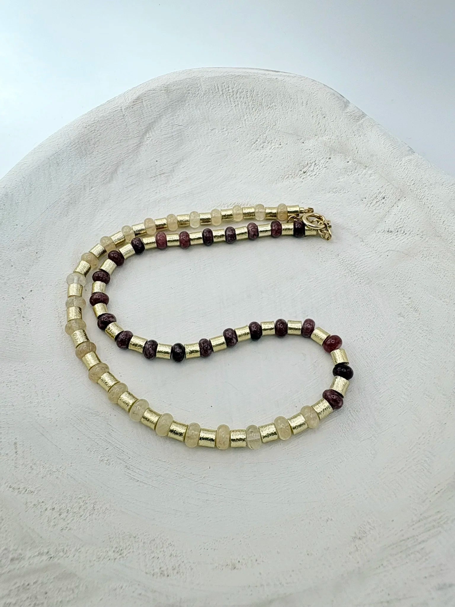 Jade and Gold Tube Necklace