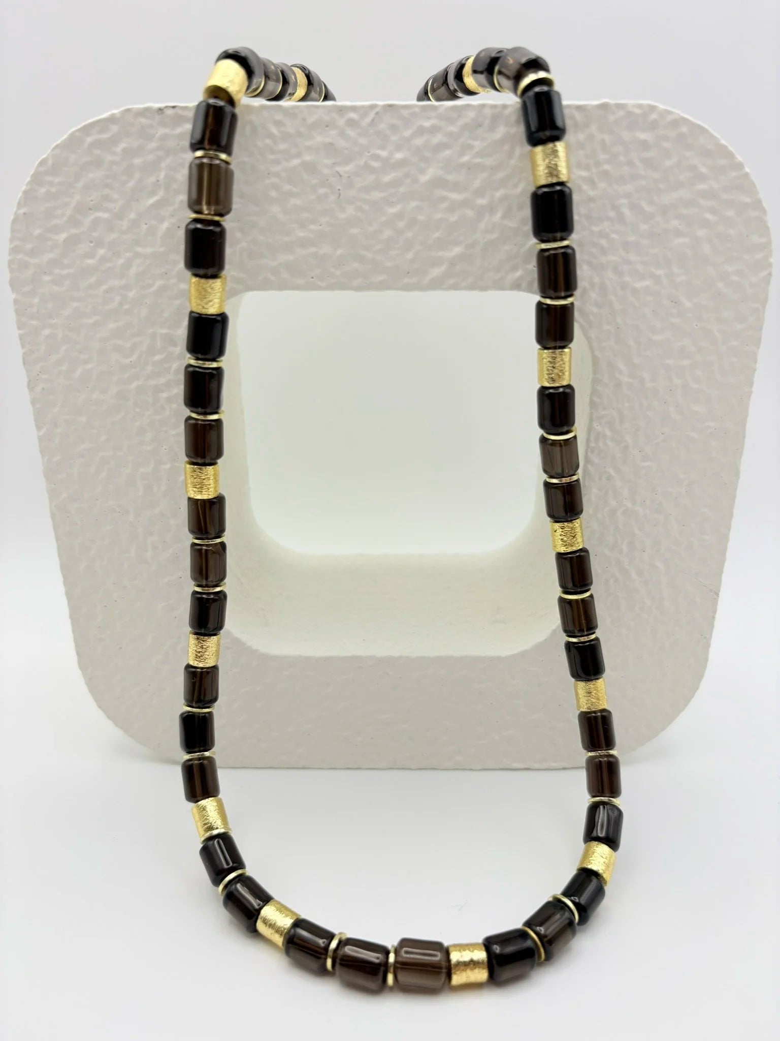 Smoky Quartz Tube Bead Necklace