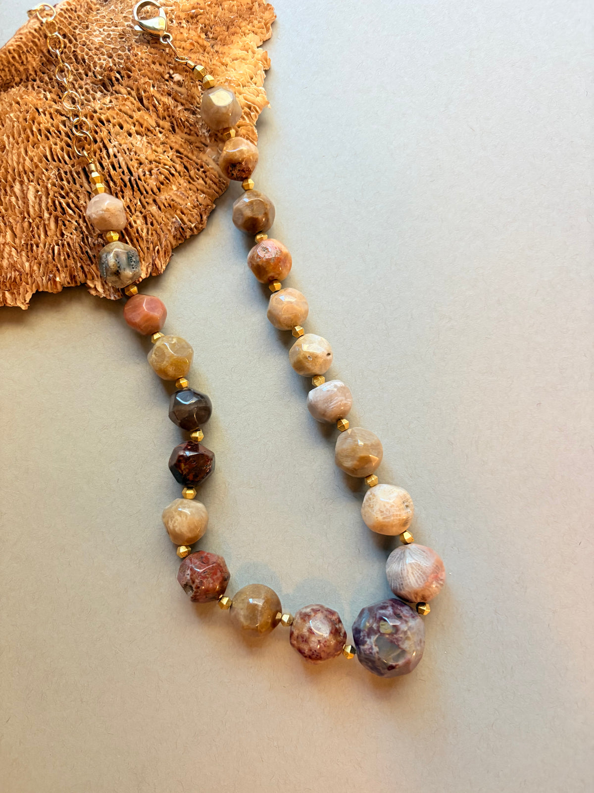Fossil Coral Agate Statement Necklace