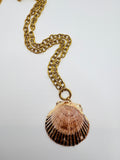 Statement Gold-Dipped Natural Shell Pendant Necklace