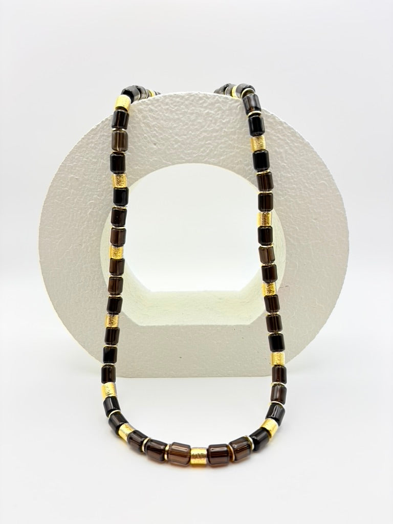 Smoky Quartz Tube Bead Necklace