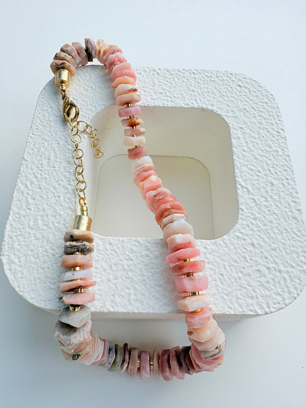 Natural Pink Opal Chip Necklace