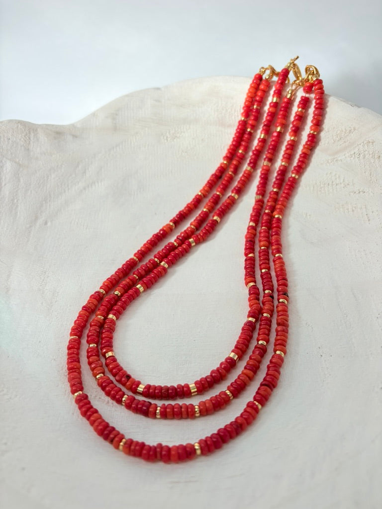 Coral Triple Necklace