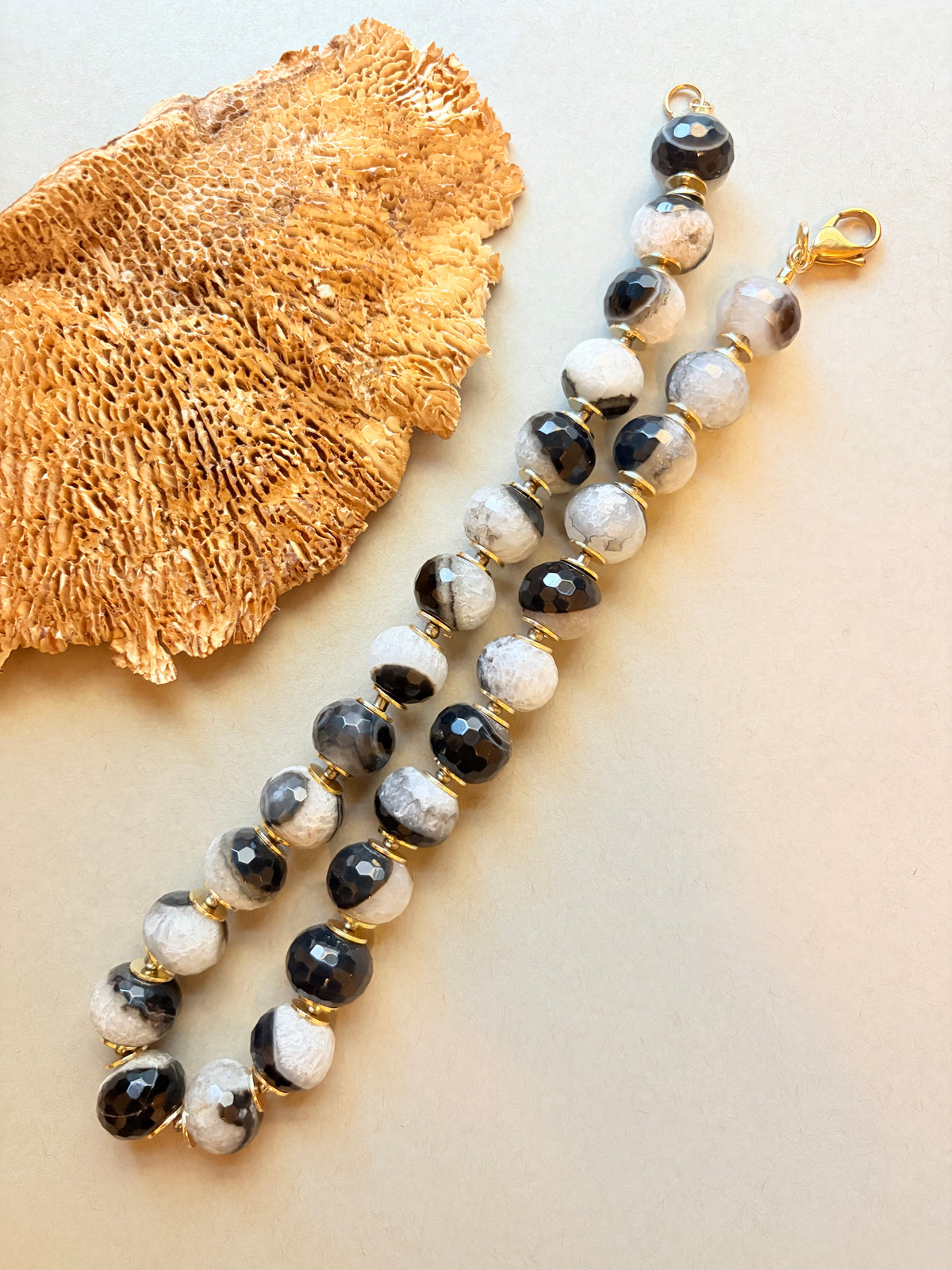 Faceted Orca Agate Statement Beaded Necklace