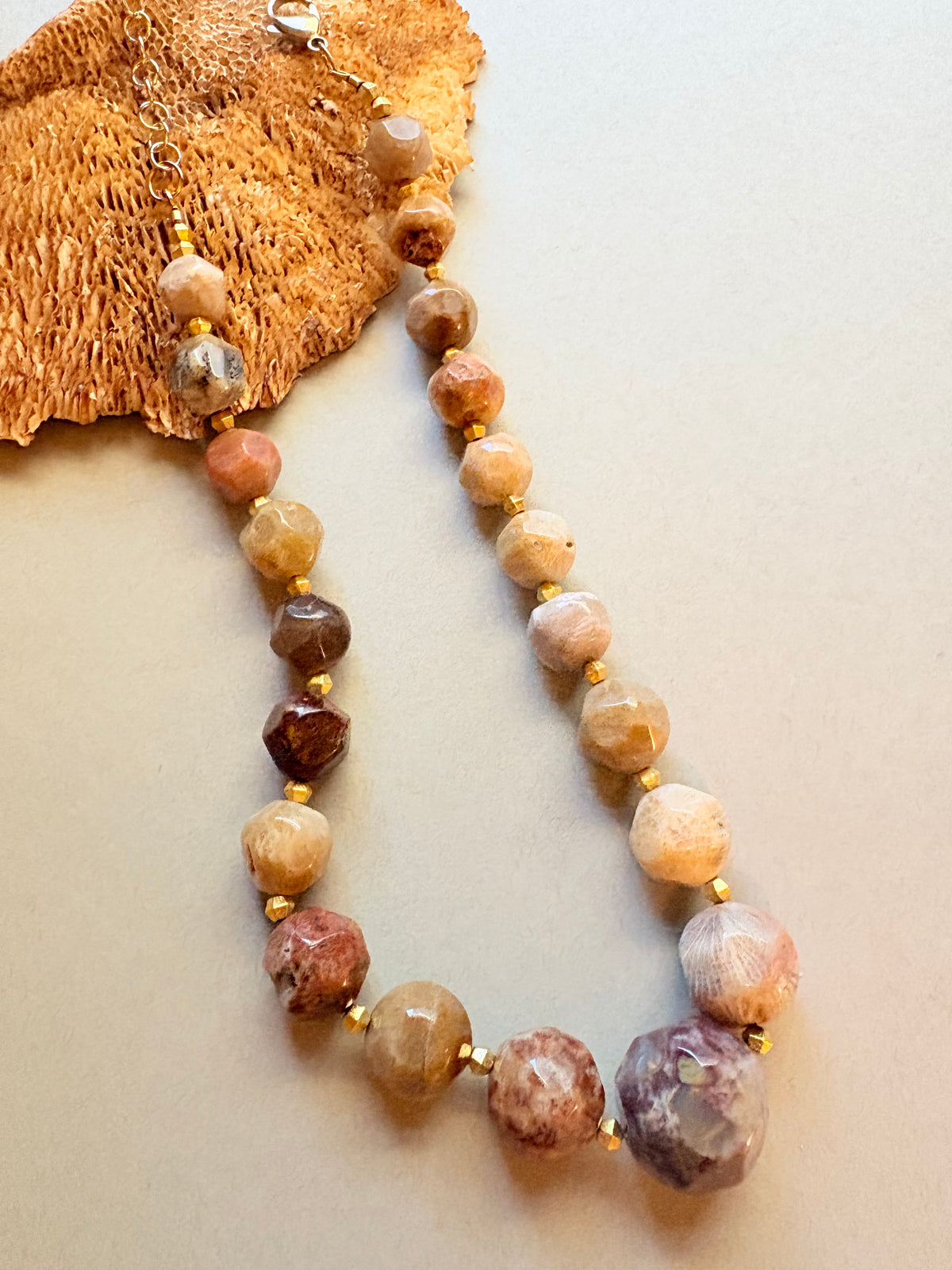 Fossil Coral Agate Statement Necklace