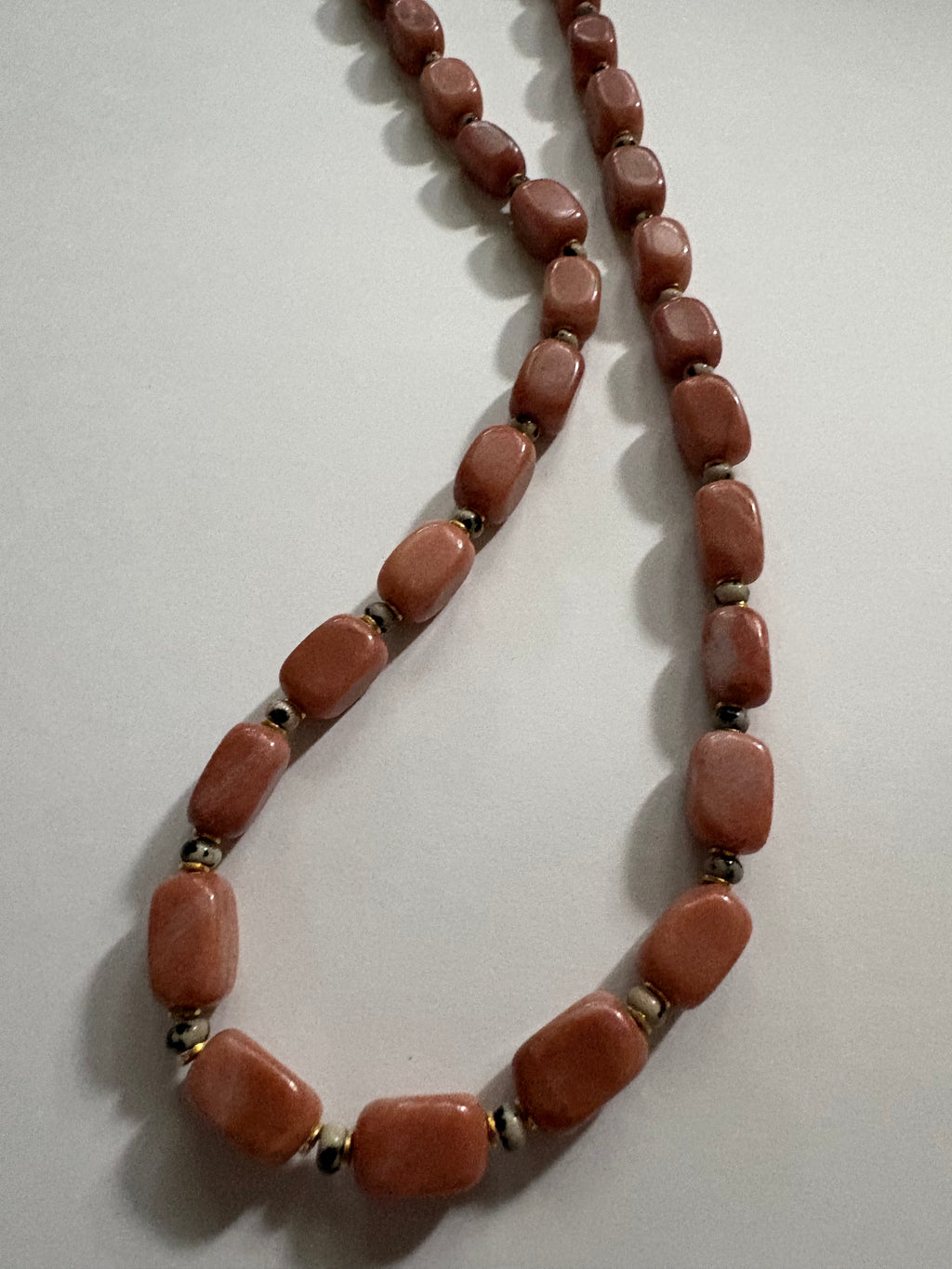Peach Aventurine Vintage Beaded Necklace