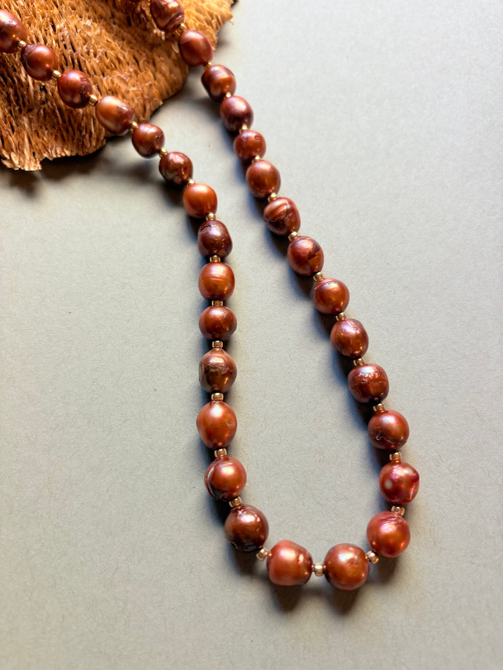 Burnt Orange Fresh  Water Pearl Necklace