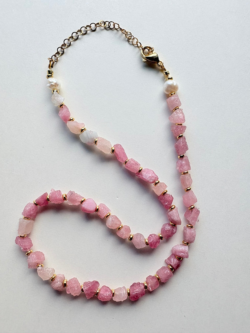 Pink Tourmaline Nugget Necklace