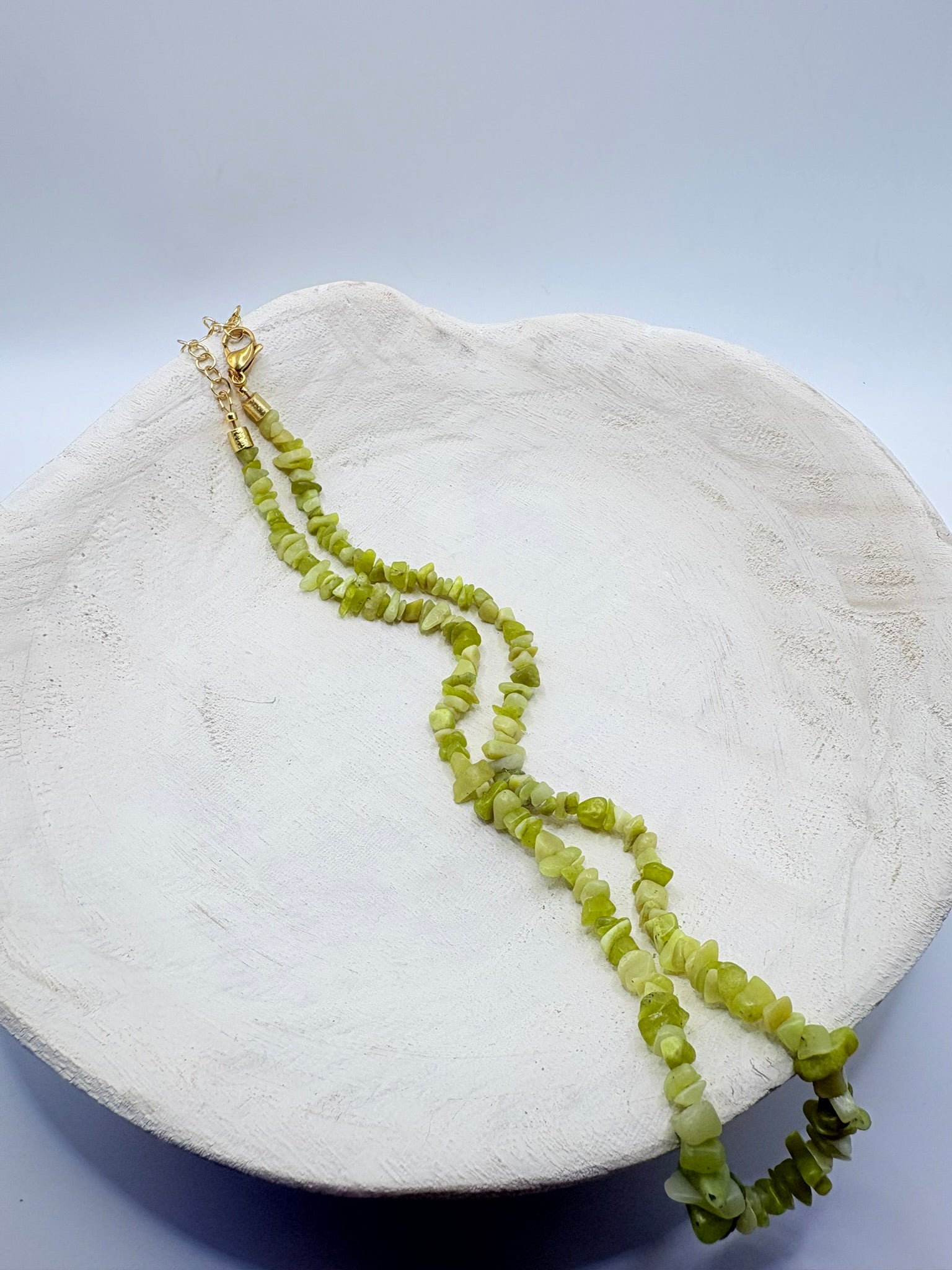 Lemon Jade Chip Stacking Necklace 23.5 inches