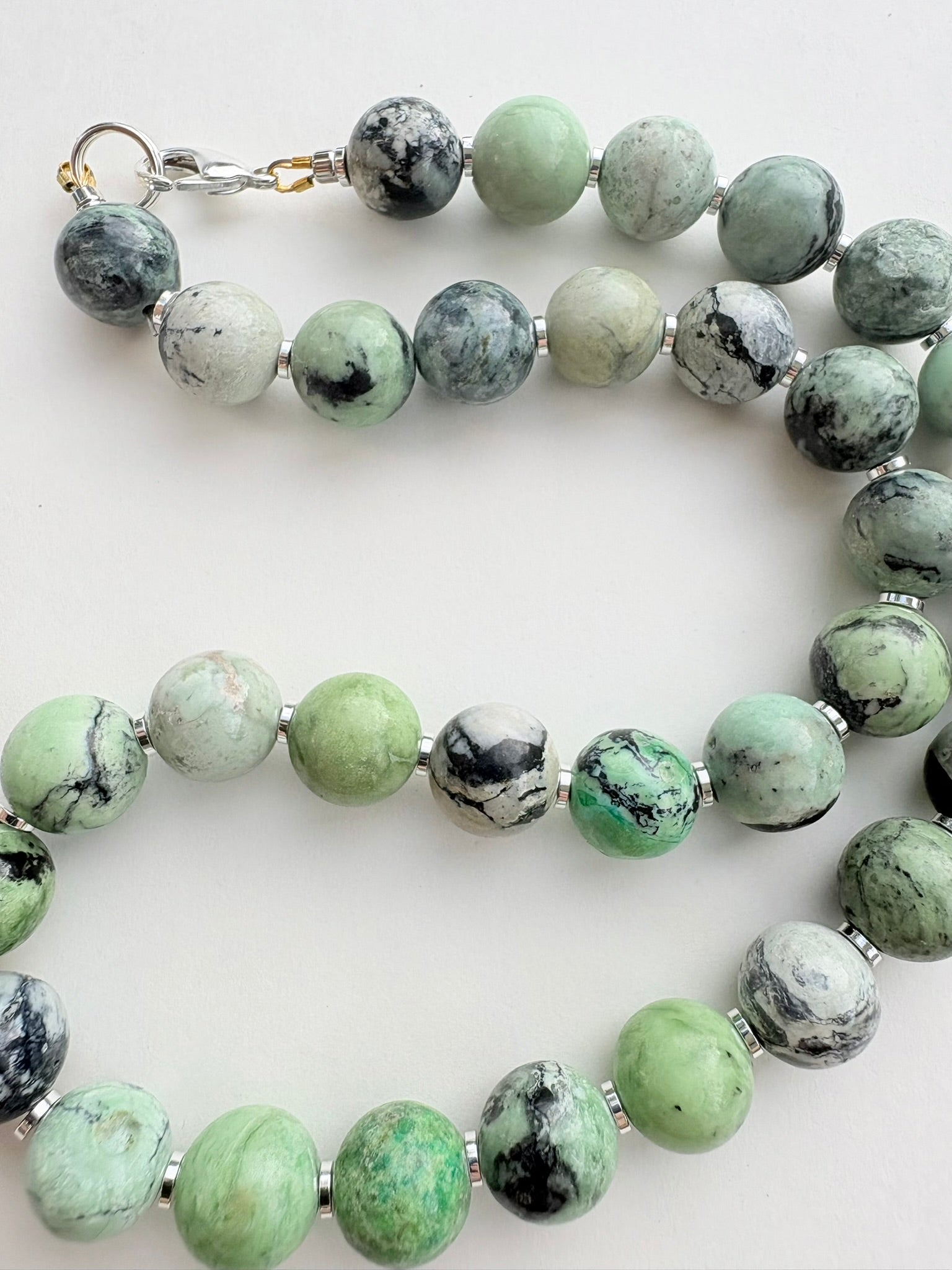 African Turquoise Necklace with Silver Findings