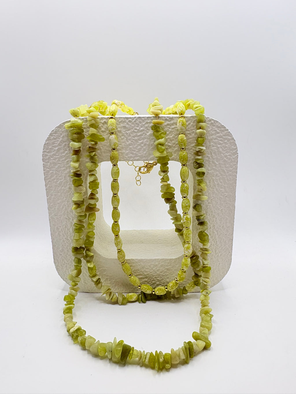 Lemon Jade Chip Stacking Necklace 23.5 inches