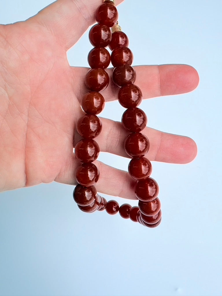 Carnelian Round Beaded Necklace 🤘🏽