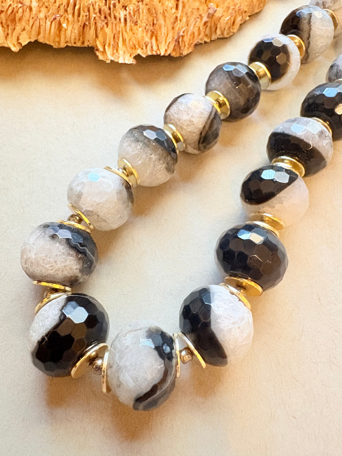 Faceted Orca Agate Statement Beaded Necklace